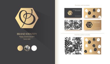 Yaratıcı el çizilmiş monogram kaligrafi. Marka kimliği, logo, marka öğeleri. Vektör çizimi.