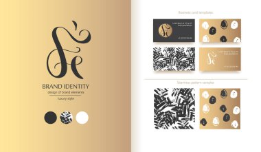 Harfler kombinasyonu logosu. Şirket marka kimliği. Elle çizilmiş hat sanatı. Klasik stil markalama.