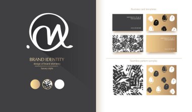 Harfler kombinasyonu logosu. Şirket marka kimliği. Elle çizilmiş kaligrafi logosu. Klasik stil markalama. Vektör çizimi.