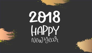 Siyah arka plan üzerinde 2018 mutlu yeni yıl tebrik kartı