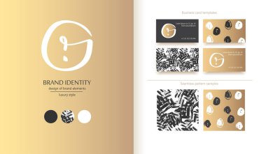 Yaratıcı el çizilmiş monogram kaligrafi. Marka kimliği, logo, marka öğeleri. Vektör çizimi.