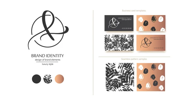 Mão Criativa Caligrafia Monograma Desenhado Com Cartões Combinação Letras Identidade — Vetor de Stock