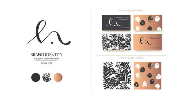 Caligrafía Monograma Dibujada Mano Creativa Identidad Marca Logotipo Combinación Letras — Vector de stock