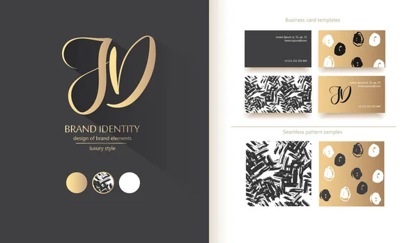 Caligrafía Monograma Dibujada Mano Creativa Identidad Marca Logotipo Combinación Letras — Vector de stock