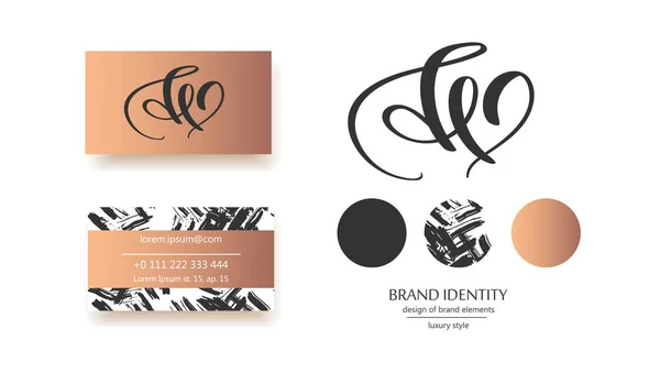 Lettres Logo Combinaison Identité Marque Entreprise Calligraphie Main Marque Style — Image vectorielle