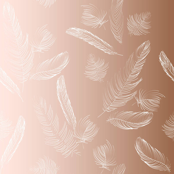Бесшовный рисунок с нарисованными перьями. Векторная иллюстрация на металлическом фоне
.