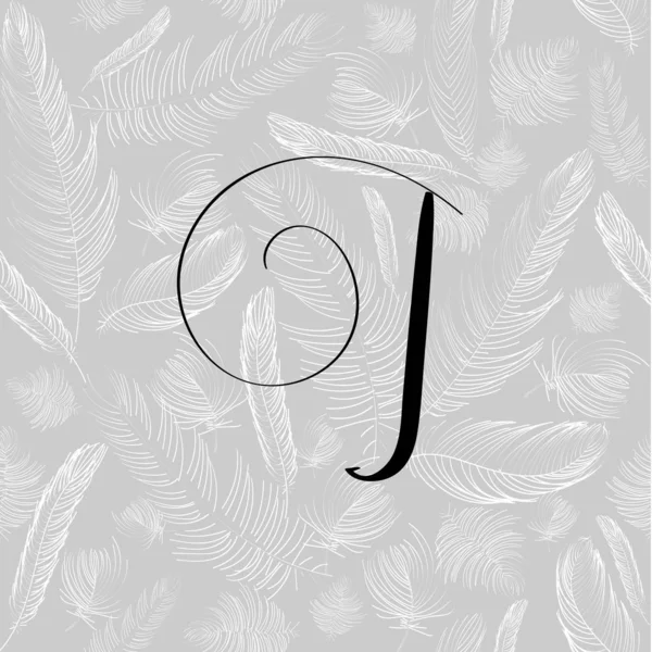 Hand Drawn Letter J In Modern Calligraphy Style Boho Art Print With Decorative Feathers Perfect For Invitation Greeting Card And More Stock Images Page Everypixel