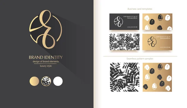 Caligrafía Monograma Dibujada Mano Creativa Logo Identidad Marca Empresa — Vector de stock