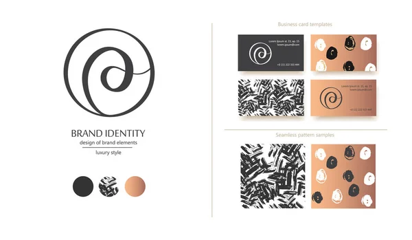 Caligrafía Monograma Dibujada Mano Creativa Logo Combinación Letras Identidad Marca — Vector de stock