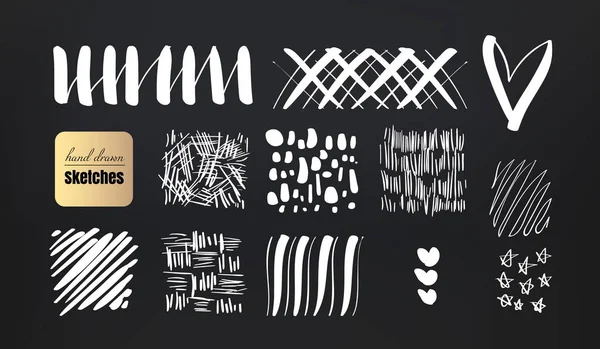Vektor Set Von Grungy Handgezeichneten Texturen Linien Kreise Kreuze Schmierereien — Stockvektor
