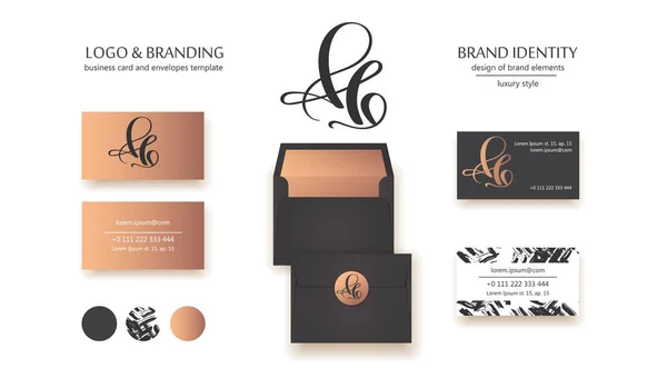 Bokstäver Kombination Logotyp Företagets Varumärkesidentitet Handritad Kalligrafi Klassisk Stil Branding Vektorgrafik