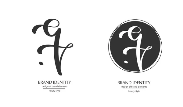 Kreative Handgezeichnete Monogramm Kalligraphie Markenidentität Logo Mit Kleinbuchstabenkombination Und Markenelemente Stockvektor