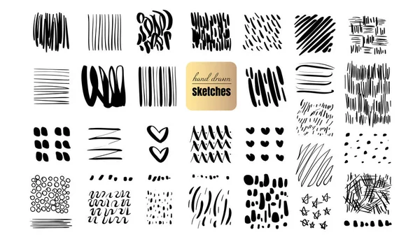 Conjunto Vetorial Texturas Desenhadas Mão Grunge Linhas Círculos Cruzes Manchas Ilustrações De Bancos De Imagens Sem Royalties