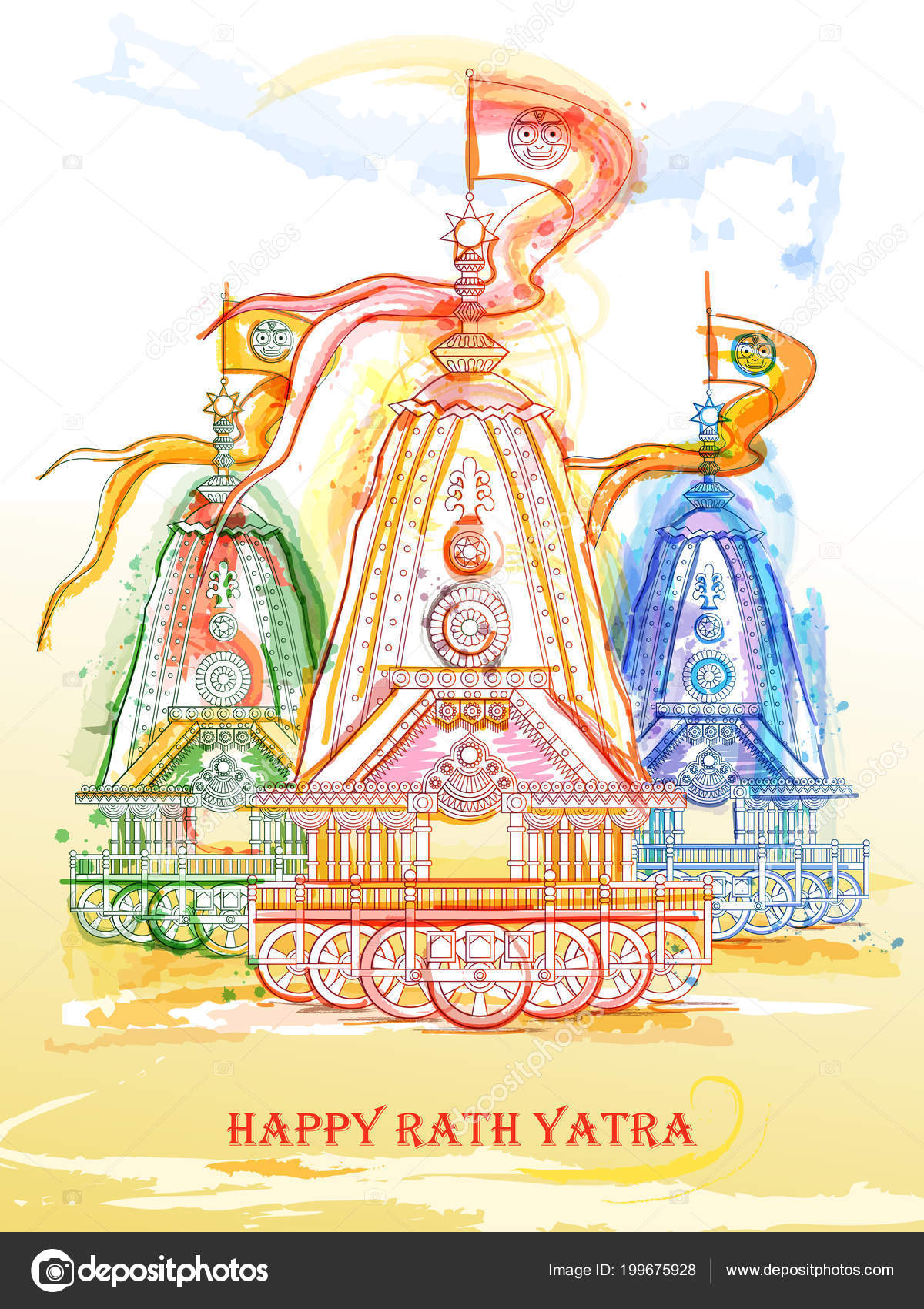 Jagannath Rath Yatra On Hindu Temple Holiday Card Background Free Vector  and graphic 188309599.