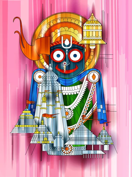 Ratha Yatra di Lord Jagannath, Balabhadra e Subhadra sul Carro — Vettoriale Stock