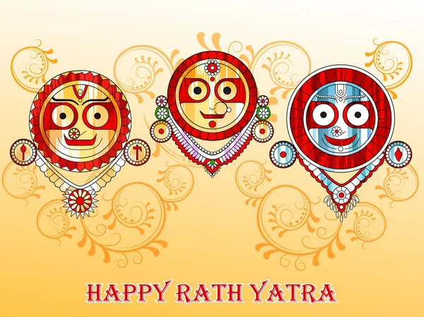 Ratha Yatra de Lord Jagannath, Balabhadra et Subhadra sur Chariot — Image vectorielle