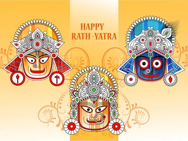 Ratha Yatra de Lord Jagannath, Balabhadra e Subhadra em Chariot — Vetor de Stock