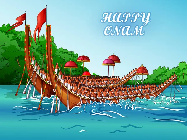 Competición de regatas con motivo del festival Onam Kerala — Vector de stock