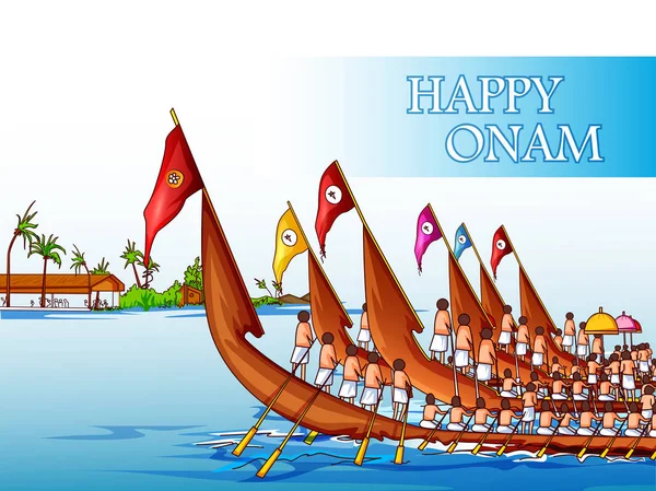 Competición de regatas con motivo del festival Onam Kerala — Vector de stock