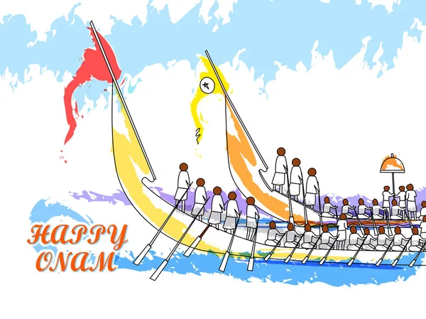 Competición de regatas con motivo del festival Onam Kerala — Vector de stock