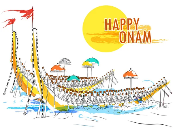 Competición de regatas con motivo del festival Onam Kerala — Vector de stock