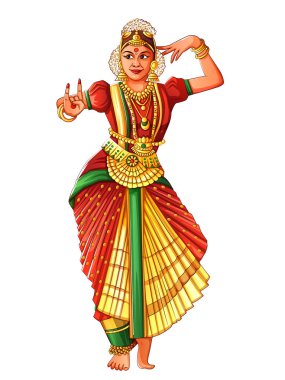 Woman performing Bharatanatyam classical dance of Tamil Nadu, India clipart