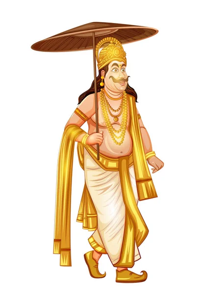 Ο βασιλιάς Mahabali της ινδουιστική μυθολογία για Νότια Ινδία Onam Φεστιβάλ — Διανυσματικό Αρχείο