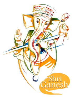 Abstract painting of Indian Lord Ganpati for Ganesh Chaturthi festival of India clipart