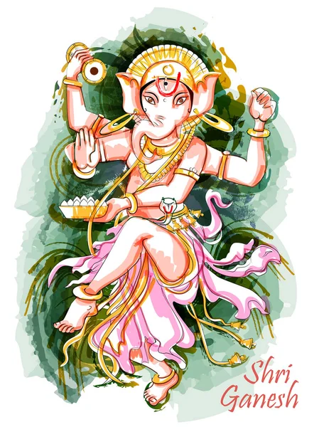 Peinture abstraite du Seigneur indien Ganpati pour le festival Ganesh Chaturthi de l'Inde — Image vectorielle