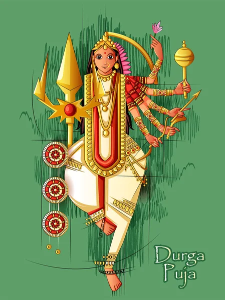 Deusa indiana Durga escultura para Durga Puja festival de férias da Índia em Dussehra Vijayadashami Navratri — Vetor de Stock
