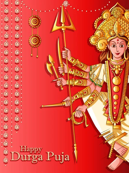 Indiai Istennő Durga szobor Durga Puja nyaralás fesztivál India Dussehra Vijayadashami Navratri — Stock Vector