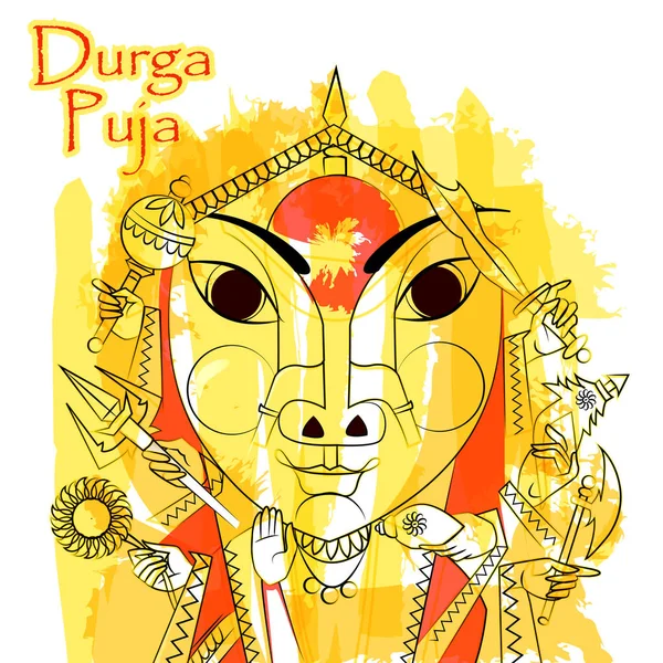 Diosa india Escultura Durga para el festival de vacaciones Durga Puja de la India en Dussehra Vijayadashami Navratri — Vector de stock