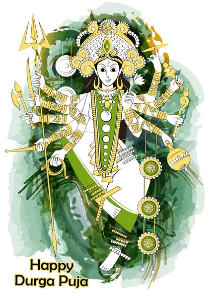 印度女神杜尔加雕塑，为杜塞赫拉 · 维贾亚达沙米 · 纳夫拉蒂里的杜尔加普贾节庆祝 — 图库矢量图片