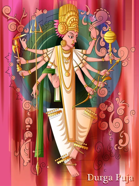 Diosa india Escultura Durga para el festival de vacaciones Durga Puja de la India en Dussehra Vijayadashami Navratri — Vector de stock