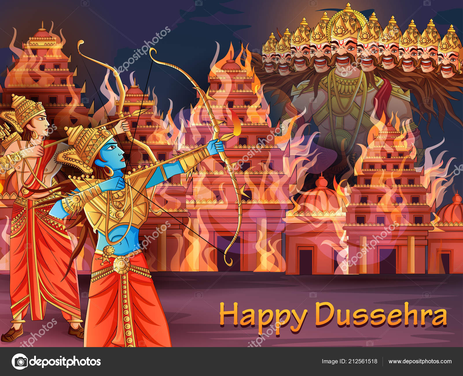 Indian God Rama killing Ravana on India festival Happy Dussehra background  Stock Vector Image by ©PremiumStock #212561518