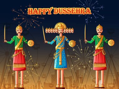 Ravana Hindistan Festivali mutlu Dussehra arka plan üzerinde