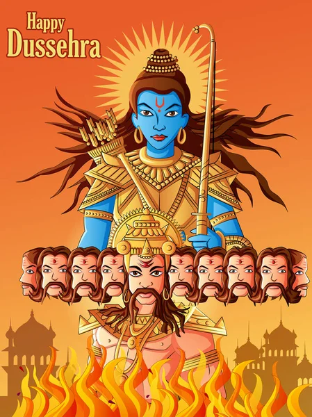 Dieu indien Rama pour Happy Dussehra festival de l'Inde — Image vectorielle