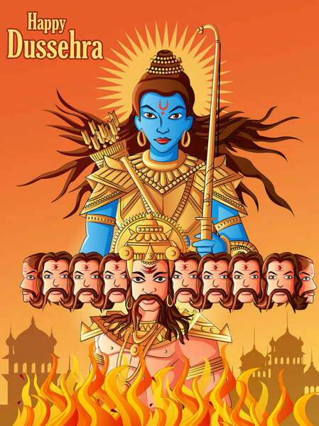Indian God Rama for Happy Dussehra festival of India