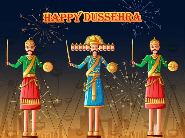 Ravana en la India festival feliz fondo Dussehra — Vector de stock
