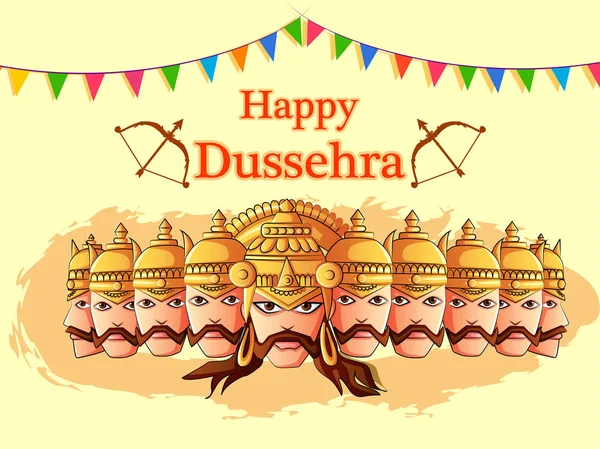 Ravana en la India festival feliz fondo Dussehra — Vector de stock
