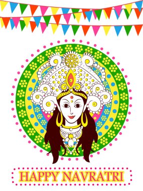 Tanrıça Durga Hint sanat tarzı mutlu Navratri için