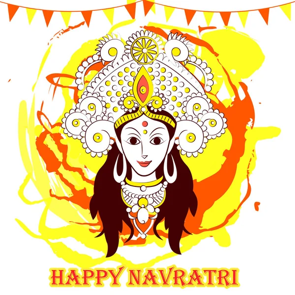 Deusa Durga para Happy Navratri em estilo de arte indiana — Vetor de Stock
