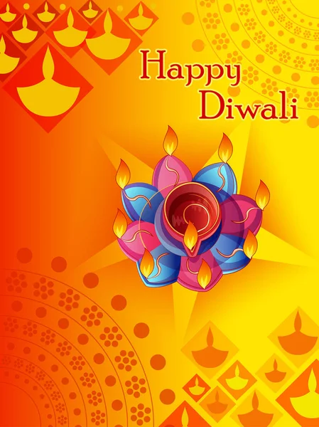 Happy Diwali festival traditionnel de l'Inde fond de salutation avec diya coloré — Image vectorielle