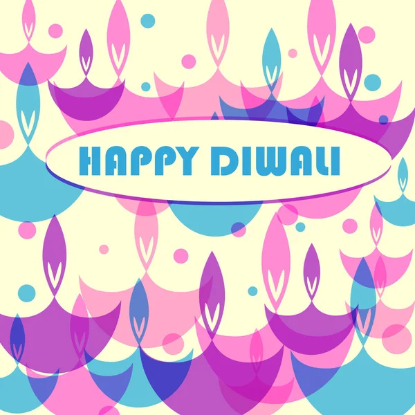 Happy Diwali tradiční festival Indie pozdrav pozadí s barevnou diya — Stockový vektor