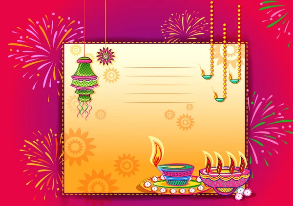 Feliz festival Diwali India saludo fondo en estilo de arte indio — Archivo Imágenes Vectoriales