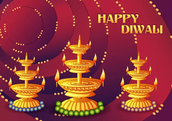 Happy Diwali India festival saluant fond dans le style de l'art indien — Image vectorielle