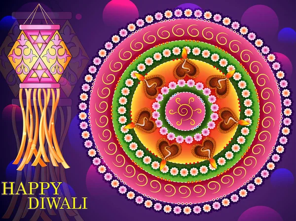 Happy Diwali India festival saluant fond dans le style de l'art indien — Image vectorielle