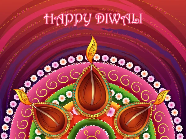 Happy Diwali India festival saluant fond dans le style de l'art indien — Image vectorielle