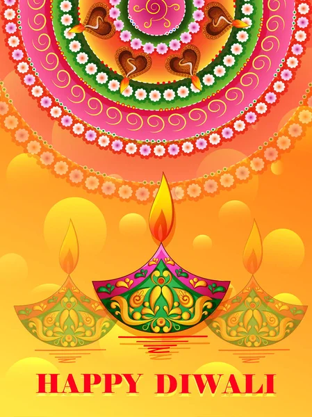 Happy Diwali India festival saluant fond dans le style de l'art indien — Image vectorielle