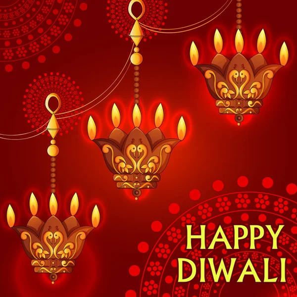 Happy Diwali festival traditionnel de l'Inde fond de salutation avec diya coloré — Image vectorielle